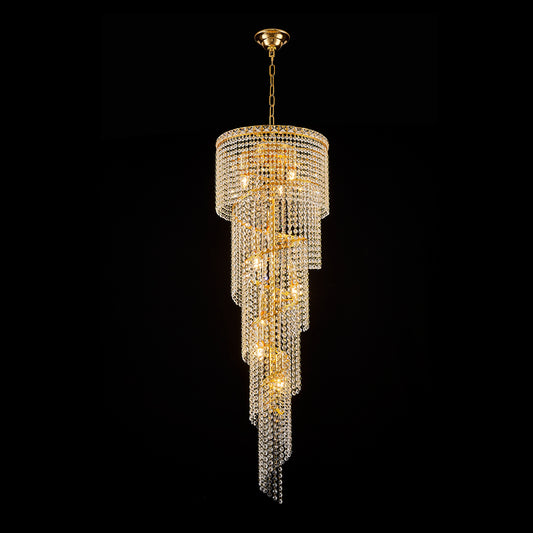 CEENWE Modern Spiral Crystal Luxury Chandelier,9 Light Foyer Chandeliers Linear Ceiling Elegant Hanging Pendant Luxurious Light Fixture E12 Base Staircase Living Room Hallway D15.7 x H 47.2"