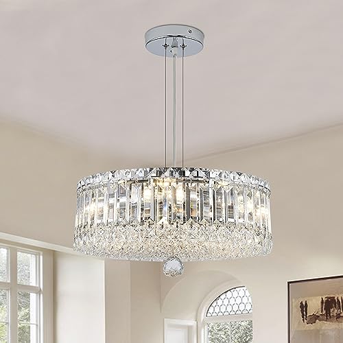 ZHZIJG Crystal Chandelier Lighting Foyer Hall Staircase Chandeliers,Round Metal Ceiling Light,Modern Crystal Chandeliers