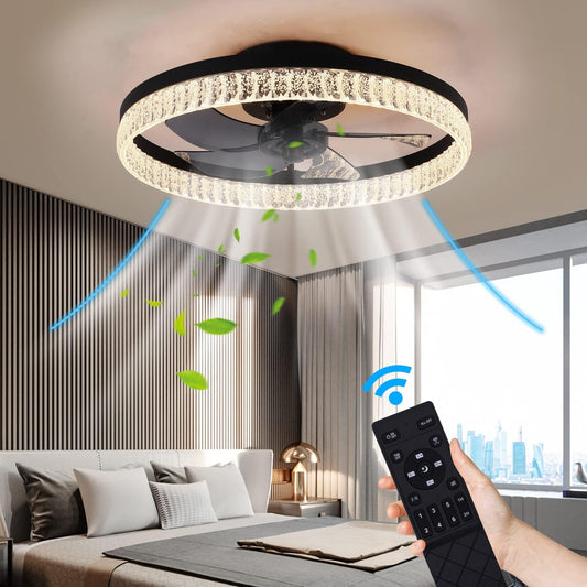 JNCNZN Bladeless ceiling fans with lights,22 in Electricfan Modern Ceiling Fans with Light Remote & APP Control Dimmable LED Smart Ceiling Fans with Light