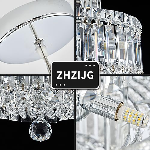 ZHZIJG Crystal Chandelier Lighting Foyer Hall Staircase Chandeliers,Round Metal Ceiling Light,Modern Crystal Chandeliers