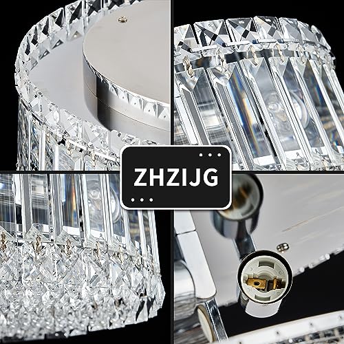 ZHZIJG Crystal Chandelier Lighting Foyer Hall Staircase Chandeliers,Round Metal Ceiling Light,Modern Crystal Chandeliers