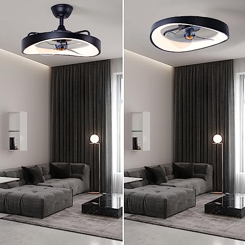 JNCNZN Illuminate Your Space with Our 20-Inch Bladeless Caged Ceiling Fan  Equipped with Remote Control,6 Speeds,Dimmable LED Lights and a Unique Farmhouse Style,Ideal for Every Room