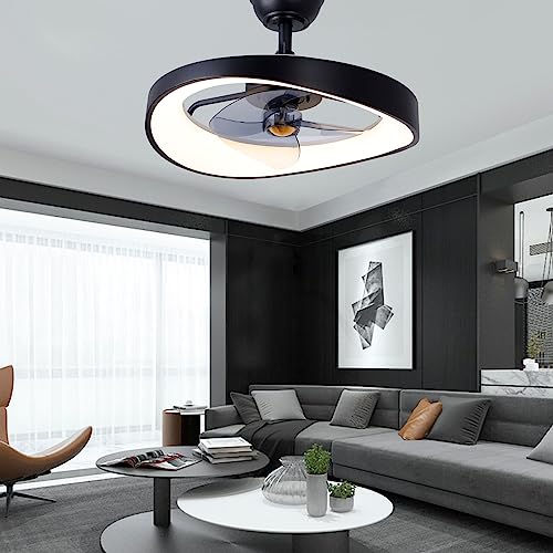 JNCNZN Illuminate Your Space with Our 20-Inch Bladeless Caged Ceiling Fan  Equipped with Remote Control,6 Speeds,Dimmable LED Lights and a Unique Farmhouse Style,Ideal for Every Room