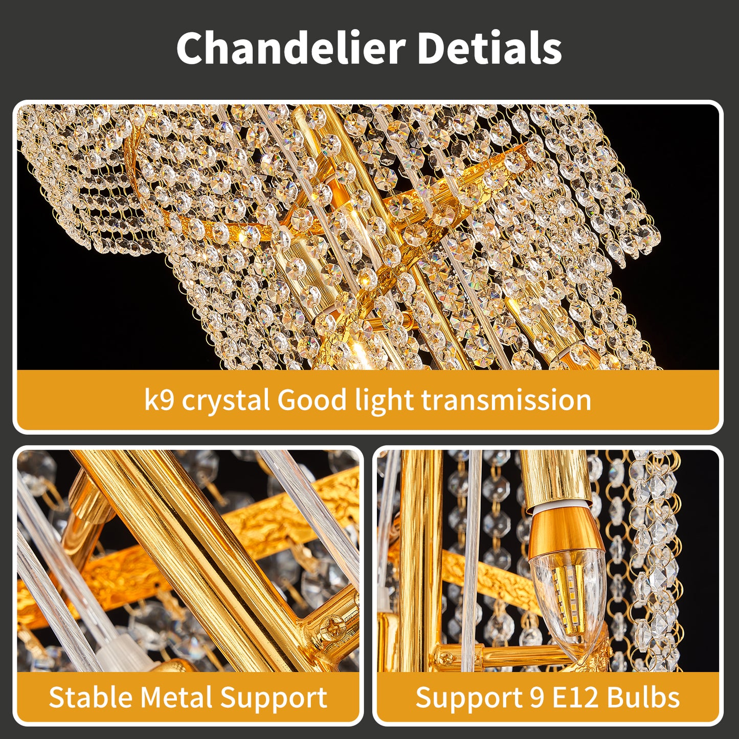 CEENWE Modern Spiral Crystal Luxury Chandelier,9 Light Foyer Chandeliers Linear Ceiling Elegant Hanging Pendant Luxurious Light Fixture E12 Base Staircase Living Room Hallway D15.7 x H 47.2"