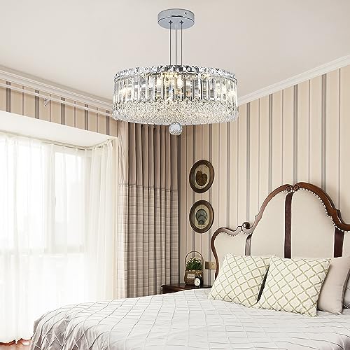 ZHZIJG Crystal Chandelier Lighting Foyer Hall Staircase Chandeliers,Round Metal Ceiling Light,Modern Crystal Chandeliers