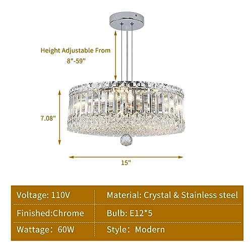 ZHZIJG Crystal Chandelier Lighting Foyer Hall Staircase Chandeliers,Round Metal Ceiling Light,Modern Crystal Chandeliers