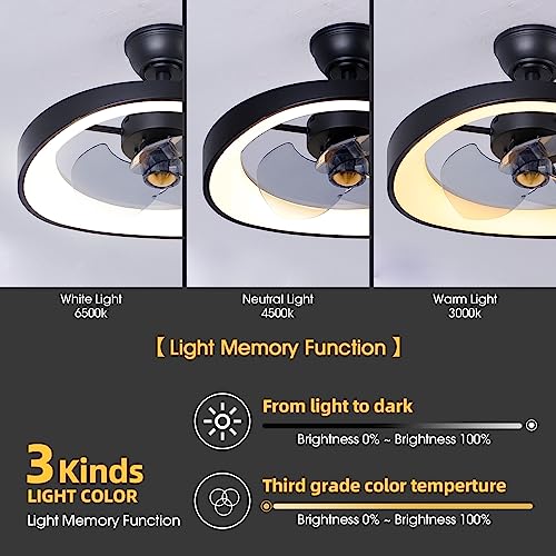 JNCNZN Illuminate Your Space with Our 20-Inch Bladeless Caged Ceiling Fan  Equipped with Remote Control,6 Speeds,Dimmable LED Lights and a Unique Farmhouse Style,Ideal for Every Room